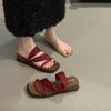 Soft Leather~ Thick-soled Square Head with Cool Slippers, Women Wear Retro Temperament with Skirts, Sandals, and Two Slippers.