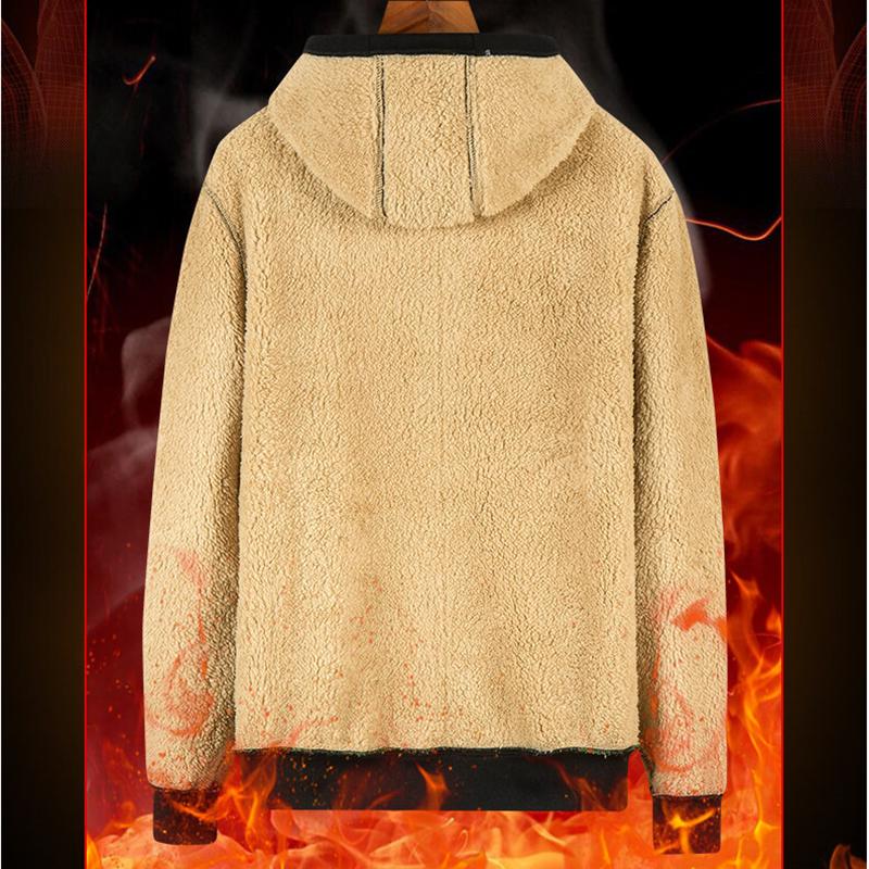 Kapuzenpullover Herren Herbst Winter Verdicken Fleece Sherpa Jacke Reißverschluss Kapuzenmäntel Reißverschlusstaschen Tragen