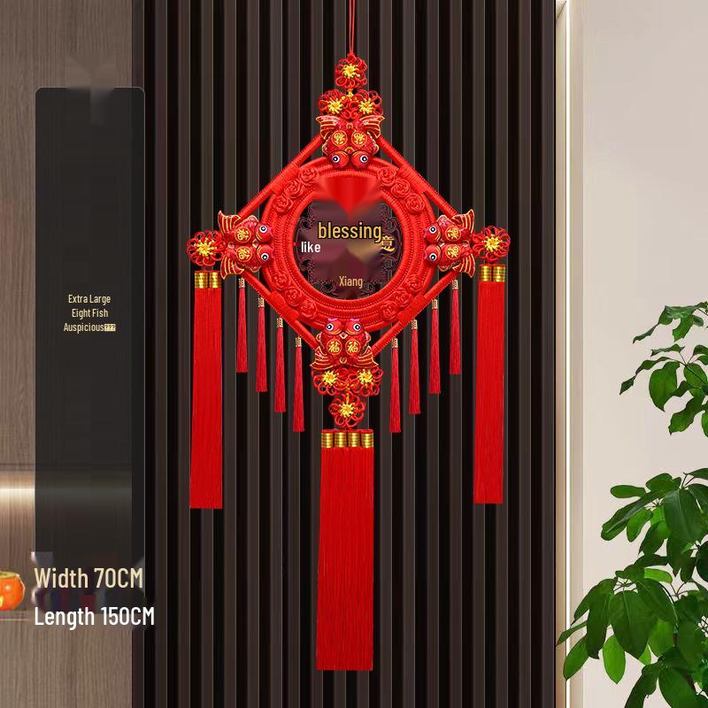 Großer Pfirsichholz Fu-Zeichen Anhänger für das Wohnzimmer: Chinesische Knoten-Dekoration für Wand oder Tür