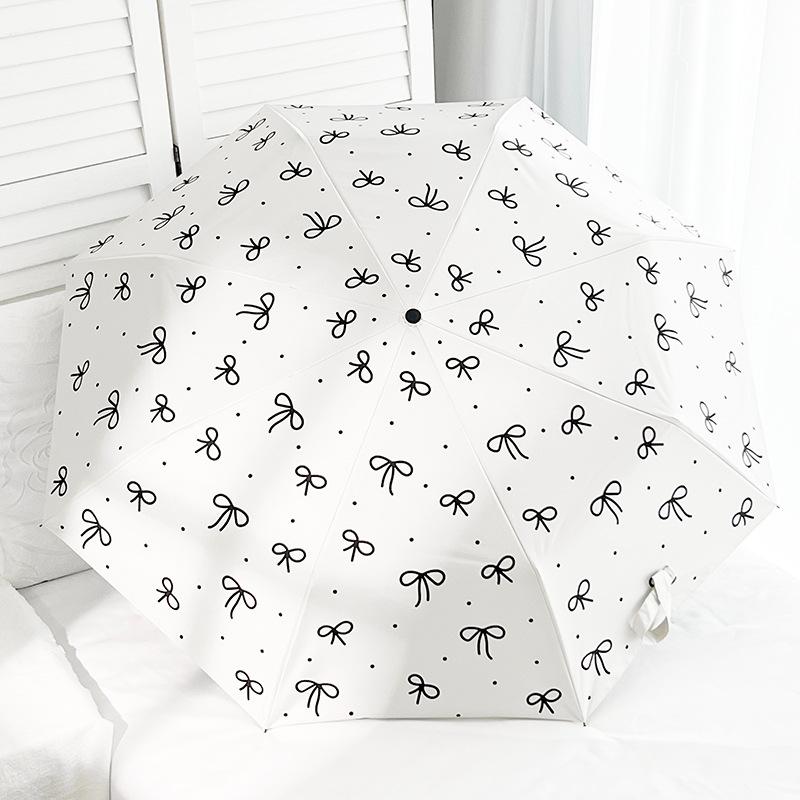 

Зонт с бантом в горошек для женщин - Премиальный солнцезащитный козырек UPF50+, Дождестойкий, Ручной складной, Ткань высокой плотности Iron&8K