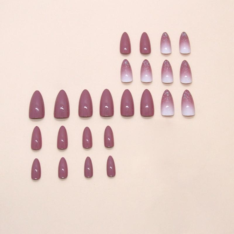 Mandel Aufklebe-Nägel Glänzend Falsche Nägel Aufklebe-Nägel in 12 Größen, 24 Stück Französische Nagelspitzen für DIY Nagelkunst Dekorationen