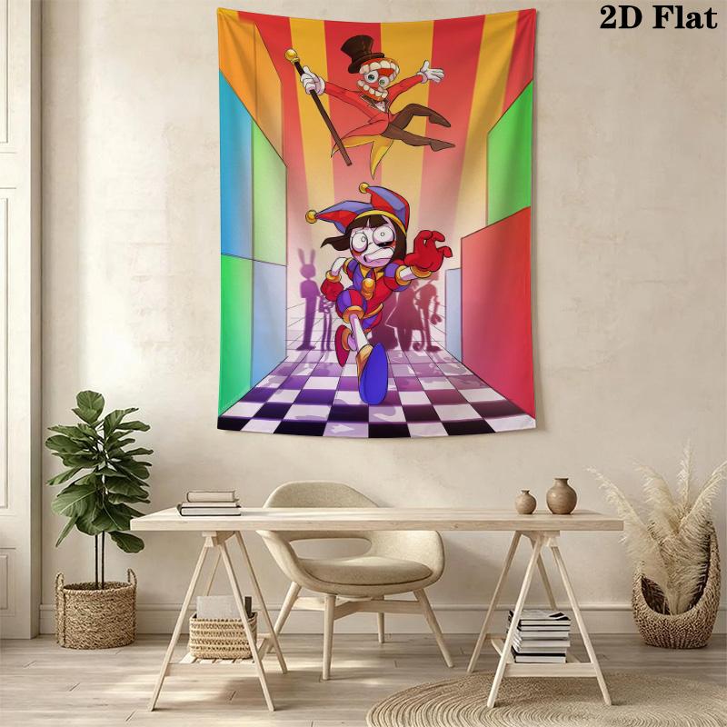 Clown Chase Whimsical Fun Tapestry Fashion Print Background Cloth Homestay Soft Decoration Tapestry Background Wall Hanging Cloth Work Of Art