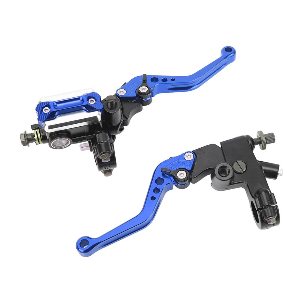 1 Pair 7/8in Brake Master Cylinder Lever Universal Motorcycle Handlebar Kit with Reservoir Carbon Fiber Hand Guard Blue
