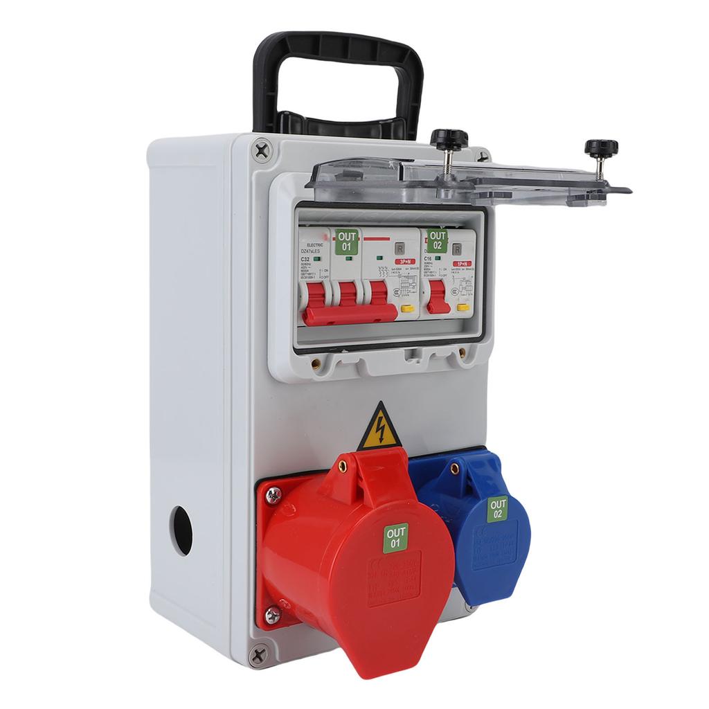 Handheld Industrial Socket Distribution Box 250x150x100mm Water Proof Portable Electrical Breaker Outlet Box for