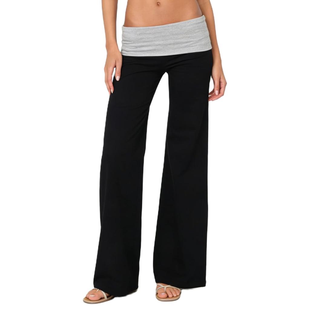 Pantaloni Casual da Donna alla Moda Color Block Vestibilità Aderente per Casa Sport Fitness Micro Svasati