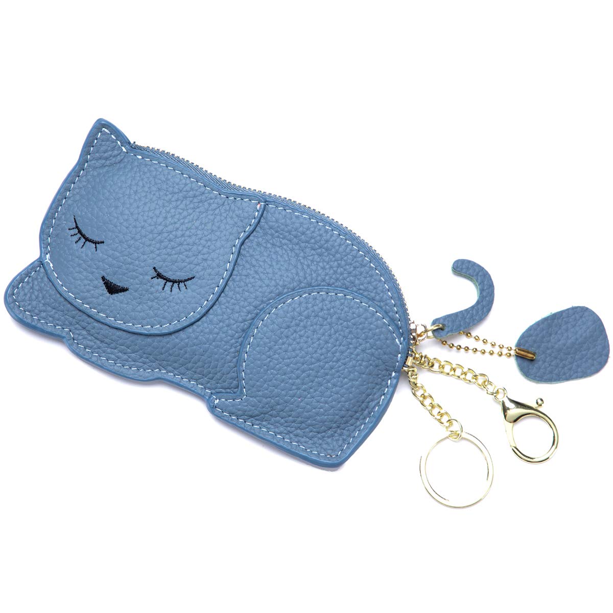 

Coin Key Mini Cute Cat Genuine Slim Clutch Second Bag [imeetu] Women s Purse, Case, Wallet, Design, Leather, Bag, (Blue) синій