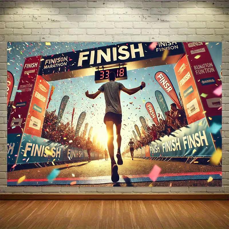 

2D Athlete Victory Finish Backdrop Marathon Running Race Banner Decoration 47.2x31.5inch/120*80cm