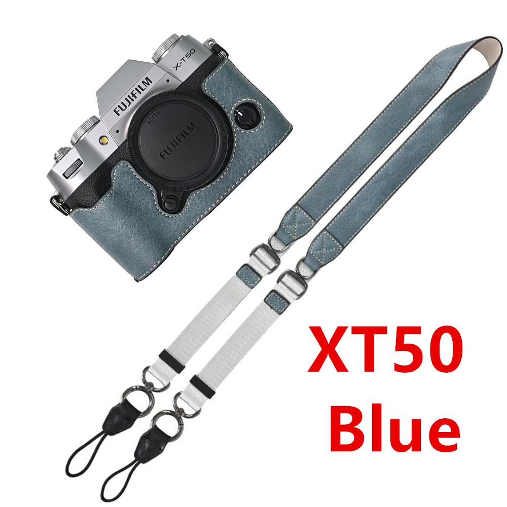 Litchi Skin PU Leather Half Case for Fujifilm Fuji XT50 XS10 XS20 XT30 XT30II XT20 XT10 XT5 XM5 Battery Opening Cover With Strap