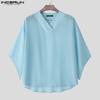 INCERUN Summer Men's Batwing Sleeve Semi-Sheer Chiffon Casual Oversized T-Shirts