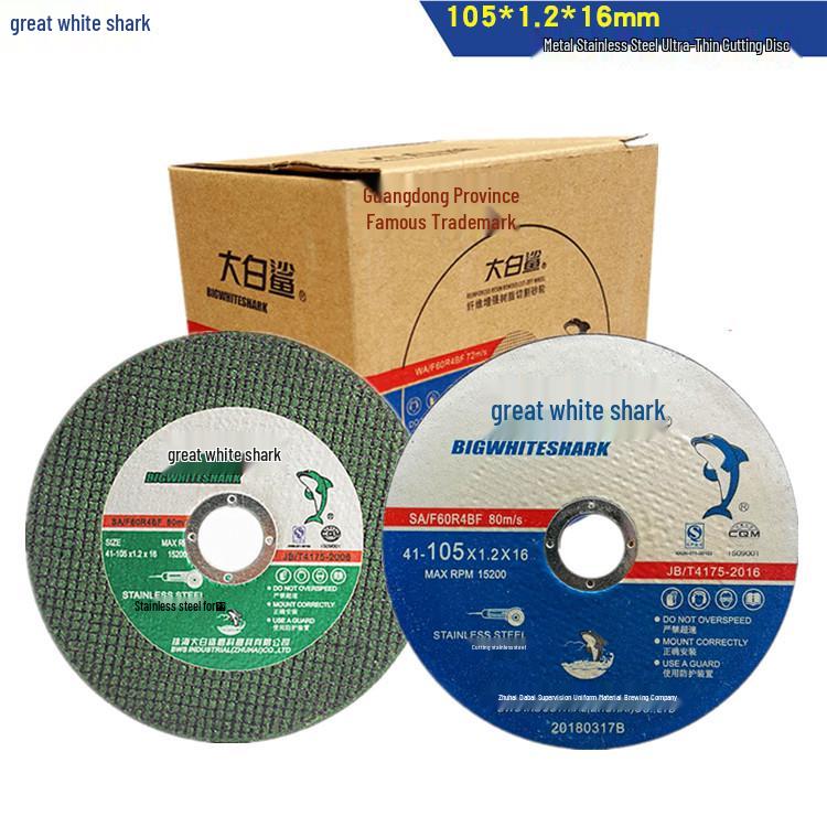 Great White Shark Ultra-Thin 105mm X 1.2mm X 16mm Stainless Steel Cutting Disc with Green Single/Double Mesh for Angle Grinders