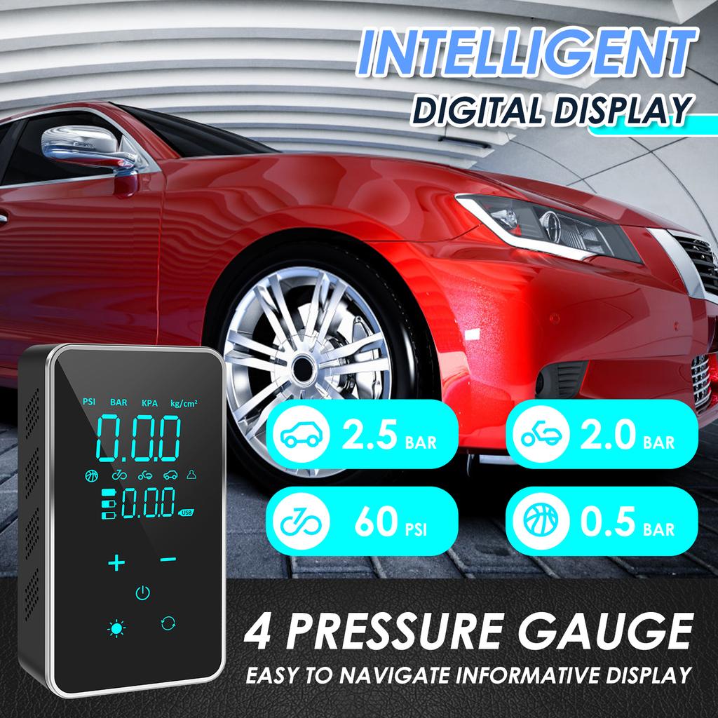 Tire Inflator 150PSI Cordless Air Compressor with Light 18000mAh Electric Bicycle Car Tire Pump with Touch Screen Pressure Gauge