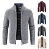 Cardigan da uomo a maniche lunghe in maglia grossa con colletto alla coreana casual