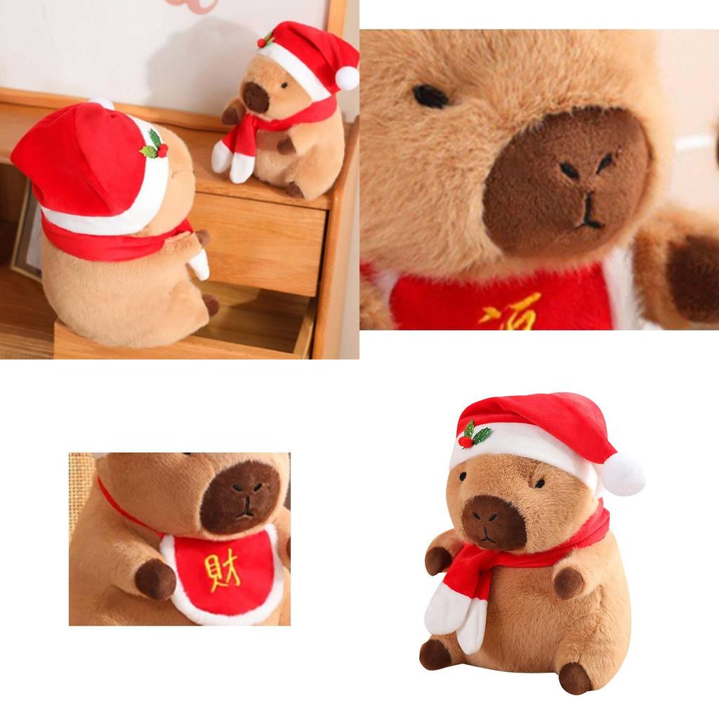 Adorable Christmas Capybara Plush Toy With Soft Short Plush Filling For Kids Gifts