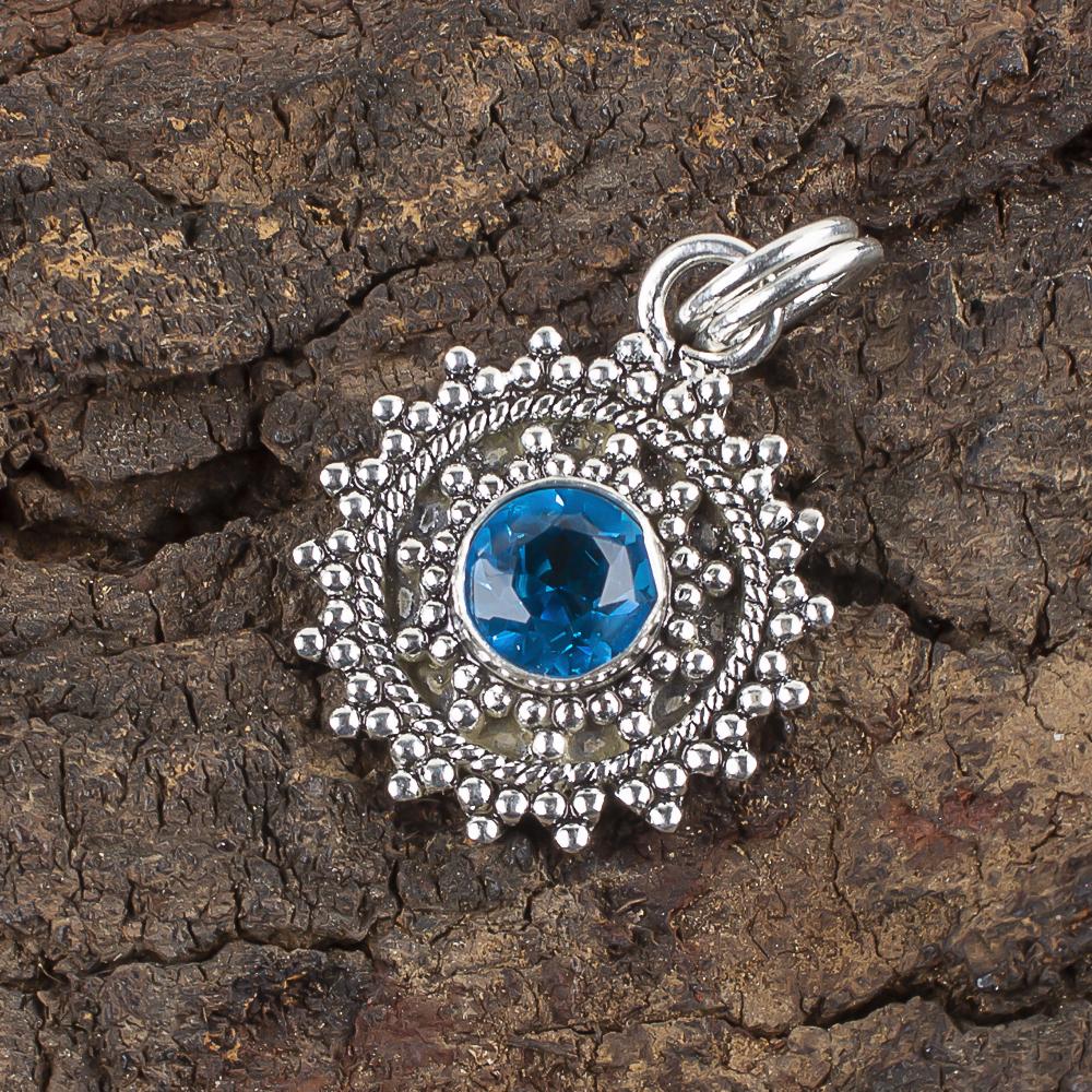 Swiss Blue Topaz Jewelry Gemstone Pendant, 925 Solid Sterling Silver Pendant Jewelry Handmade Pendant, Silver Jewelry For Gift