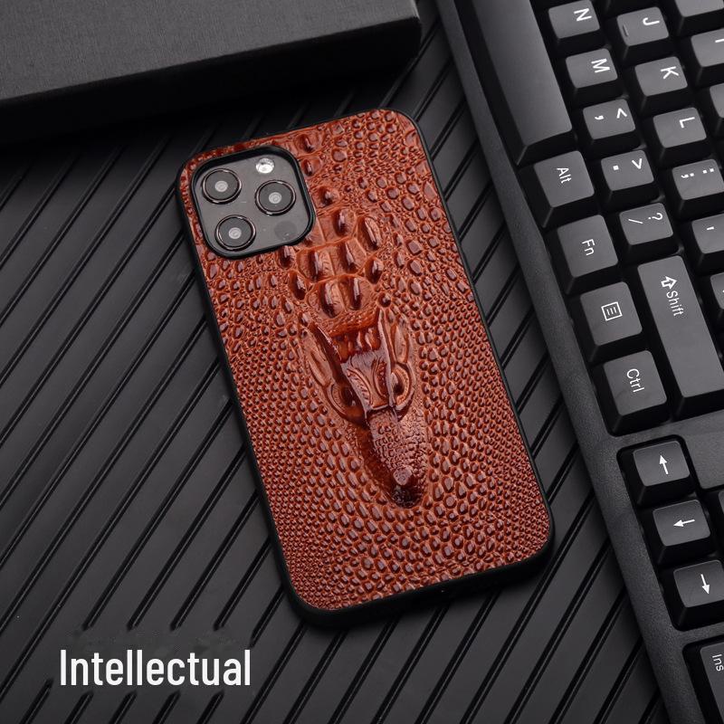 Drachenkopf-Hülle aus echtem Leder für Apple iPhone 14, 13 Pro, 12 Pro Max und 11