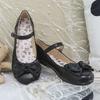 Cute Japanese Lolita round head girl style shoes women's 2025 spring and autumn new bow college thick heel shoes