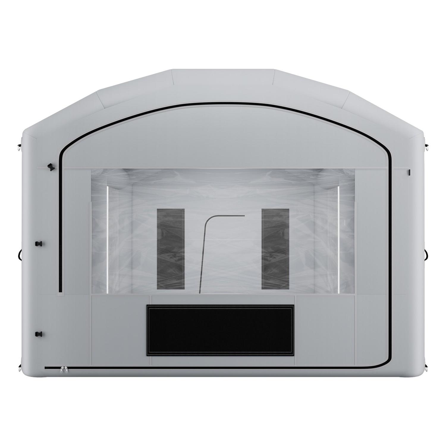 Cabine de Peinture Gonflable, 9 x 4,8 x 3,6 m, Cabine de Pulvérisation Portable avec Soufflantes 750W+950W, Grande Coton Filtre, Espace Vestiaire, Tente de Peinture à Toit Arqué