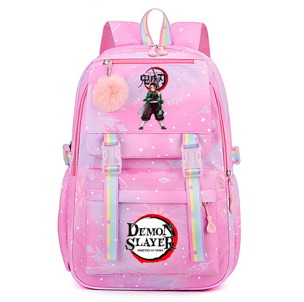 Cartoon Niedlich Dämonentöter Bedruckter Rucksack mit großem Fassungsvermögen für Teenager Schüler Rucksack Schultasche Reisetasche Geschenk