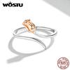 WOSTU Adjustable Rose Finger Rins 925 Sterling Silver Vintage Plated Platinum Ring for Women Romantic Valentine's Day Gift