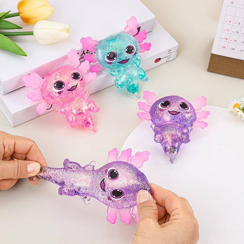 1Pcs Squishy Malt Sugar Stretchy Axolotl Fun Squeeze Birthday Supplies Colorful Salamander Maltose Fidgets Toy Anti-Anxiety Gift