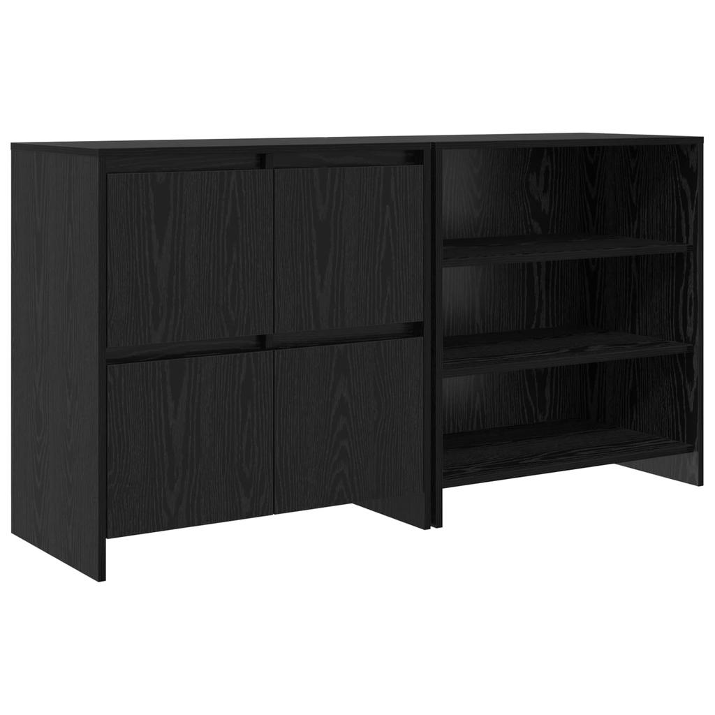 Sideboard 2 pcs Black Oak Effect 70 x 41 x 75 cm