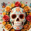 Halloween Skull Window Clings Day of The Dead Flower Static Sticker, Colorful Mexican Floral Glass Indoor Outdoor Festive Art Decal, Waterproof