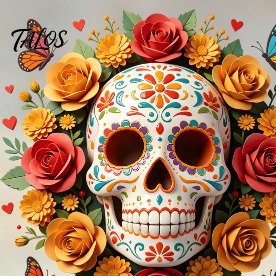 Halloween Skull Window Clings Day of The Dead Flower Static Sticker, Colorful Mexican Floral Glass Indoor Outdoor Festive Art Decal, Waterproof