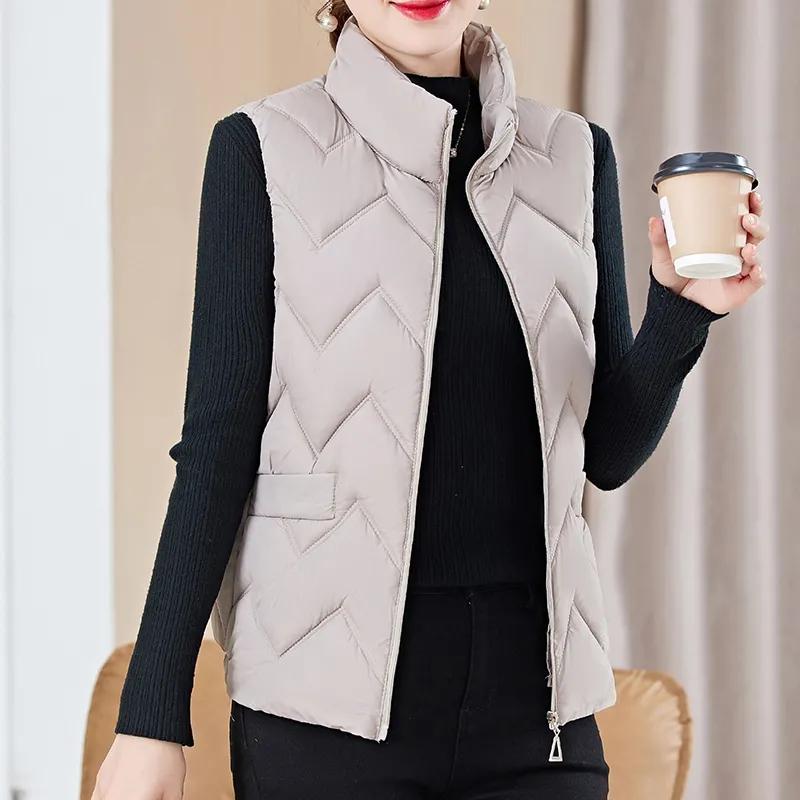 

Женская осенне-зимняя свободная теплая куртка для среднего возраста, однотонный простой топ M бежевый