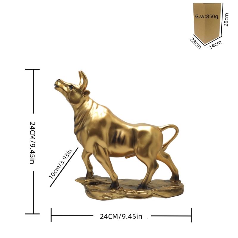 Золотая фигурка быка с Уолл-стрит, офисное украшение, символизирующее богатство и процветание. Декор-статуэтка