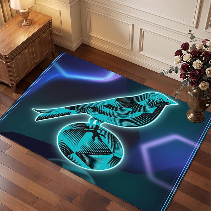 Norwich City Football Print Crystal Velvet Rug, Comfortable Water Absorbent Non Slip Indoor Floor Carpet