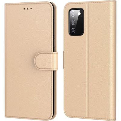 Case - BOOLING - for Samsung A03S - Gold - Shockproof - Card Holder - Soft Leather Effect