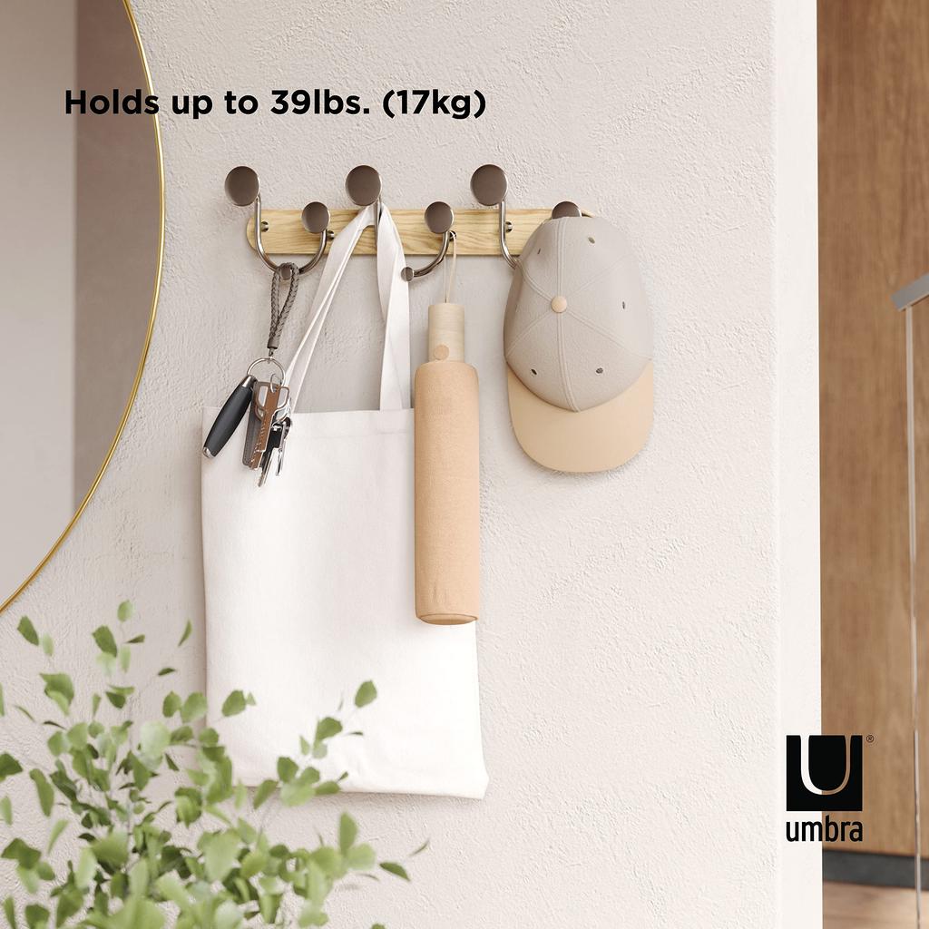 Umbra Melody 9 Hooks, Natural/Nickel, Wall Hooks, Storage Hooks