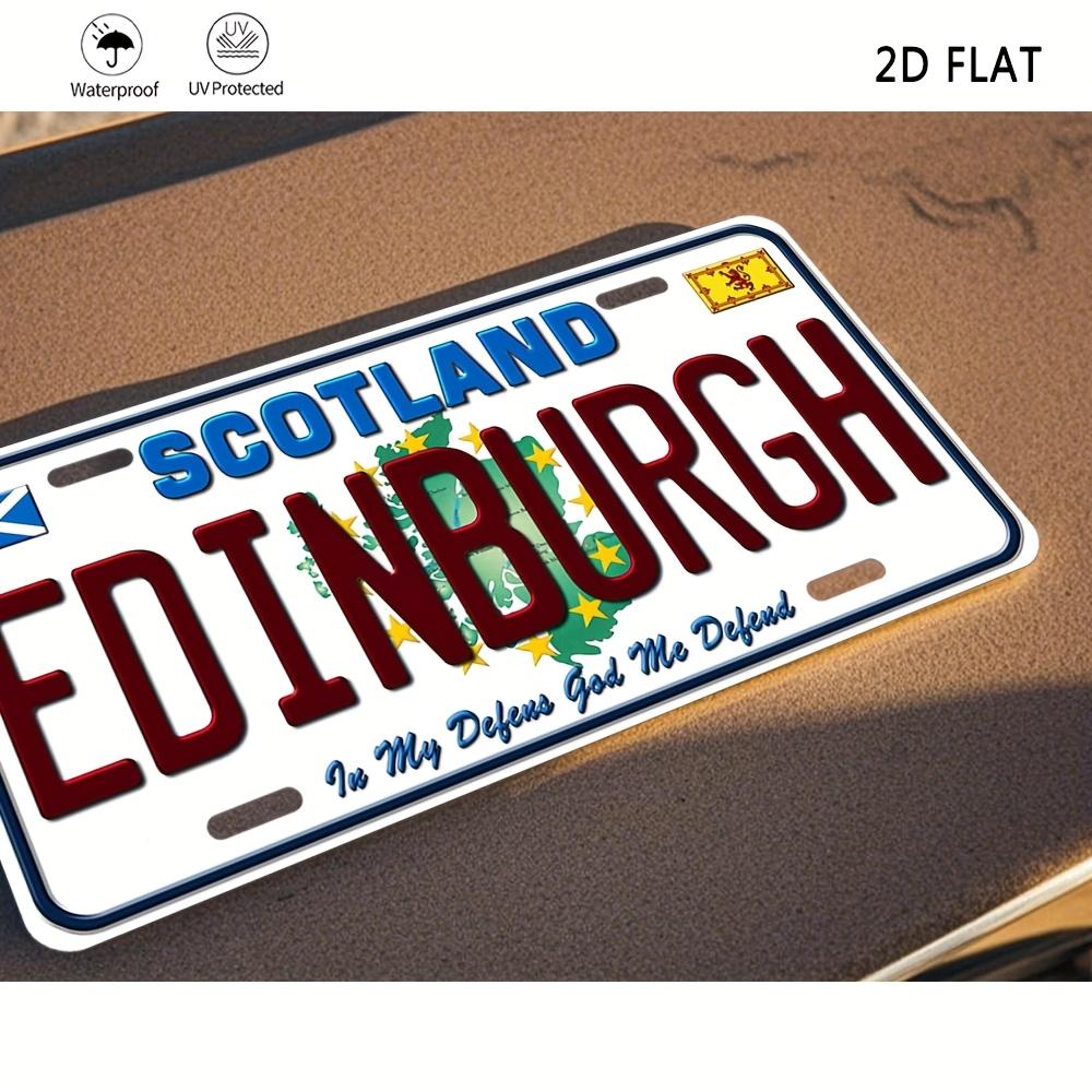 Segno Murale Metallico Design Targa Scozzese Vintage Edimburgo Scozia - Placca Decorativa in Alluminio con Bandiera Scozzese e "Atene di t