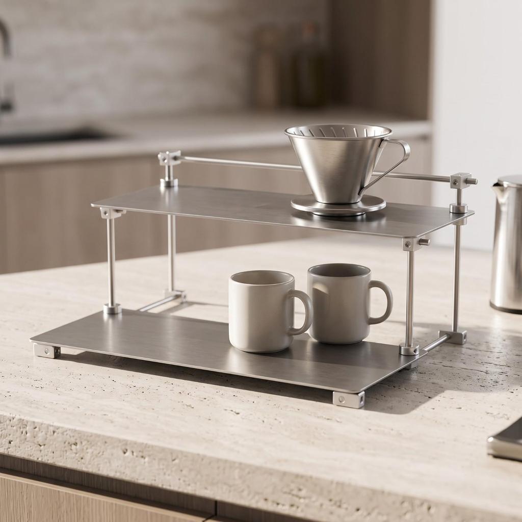 Rust Resistant 201 Stainless Steel Kitchen Shelf Rack for Indoor Storage and Display Organization