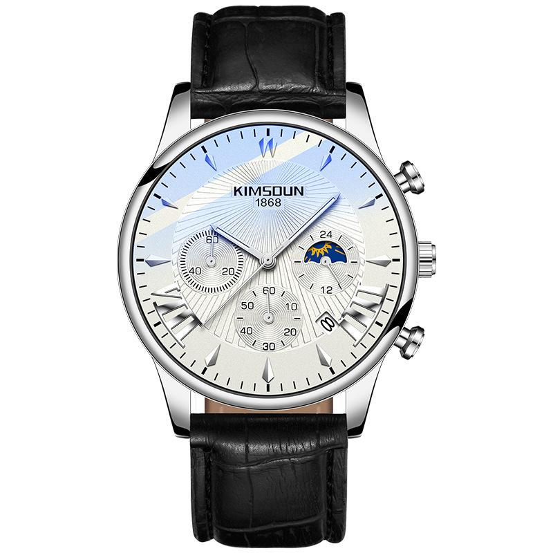 KIMSDun Uhr Herren Top Marke Luxus Uhr Neue Mondphase Stern Herrenuhr Studenten Mode Trend Multifunktion Quarz Form Wasserdicht Herrenuhr