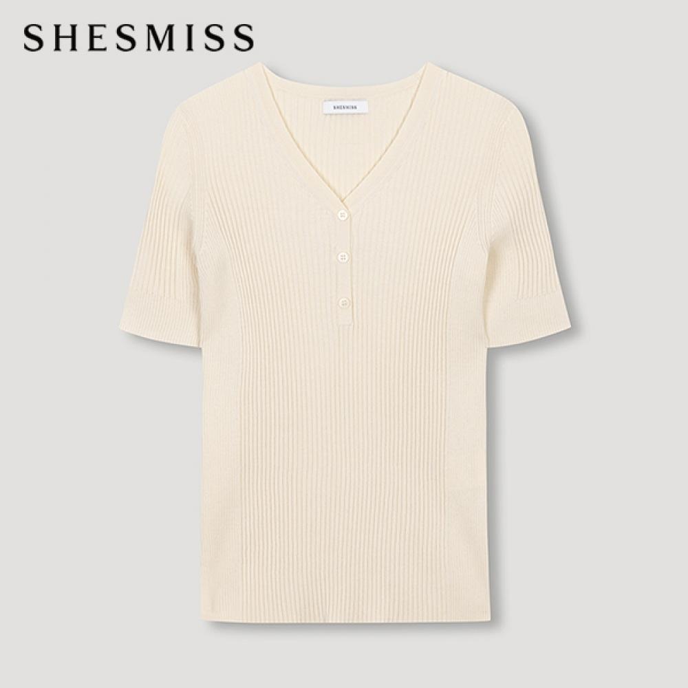 

She S miSS V-образный вырез, трикотажный топ в рубчик SSkpon22590 Cr creamy/55