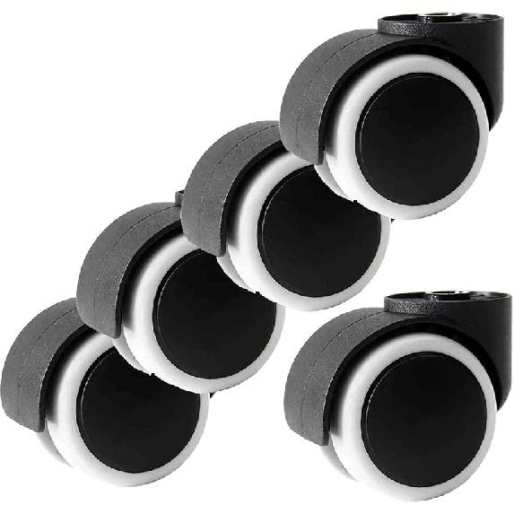 Office Chair Casters Wheels - Set of 5, Universal, Rodless, Silent, Easy Install, Metal, Swivel