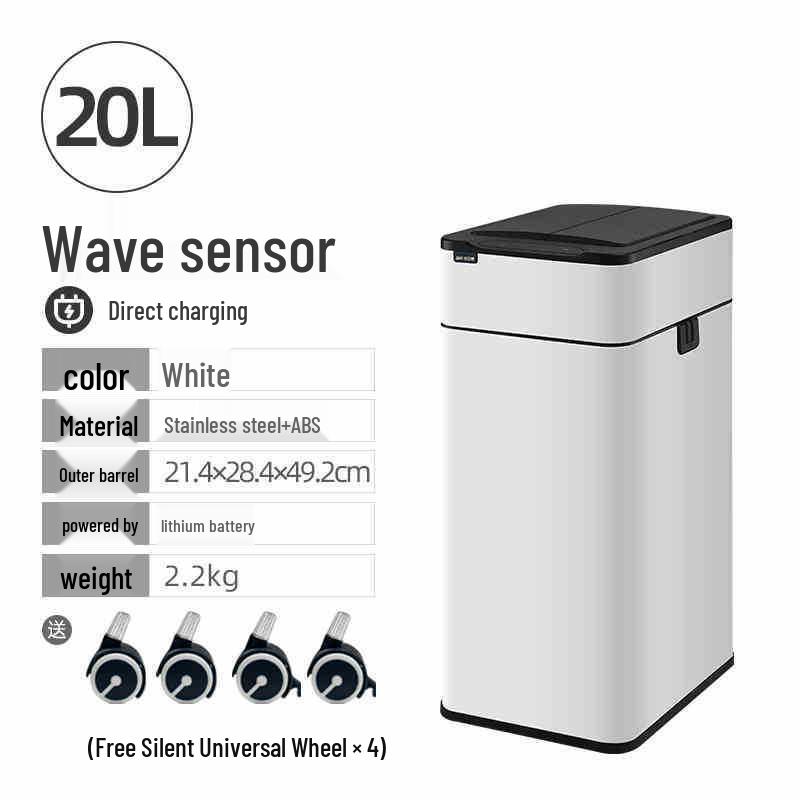 

JAH 2023 Smart Wave-Sensing Trash Can with Lid for Kitchen, Bathroom & Living Room - Automatic Sealing 9L