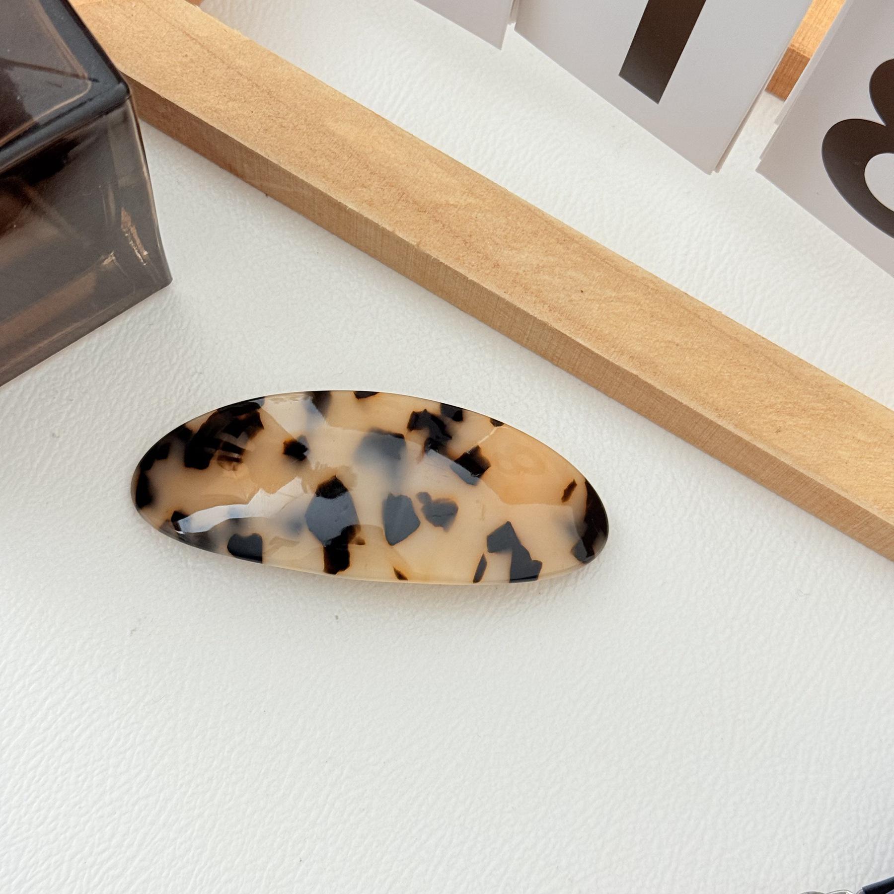 В наличии Французская ацетатная овальная заколка для волос для хвостов и челки - Пружинная заколка и аксессуар для полупучка