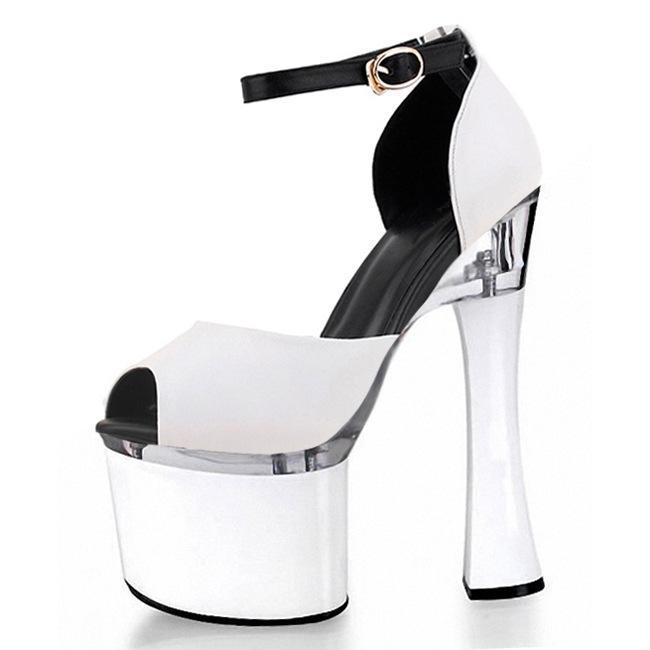 2025 new summer fashion women's sandals high heel fish mouth personality one-word buckle thin heel 20cm trendy shoes women