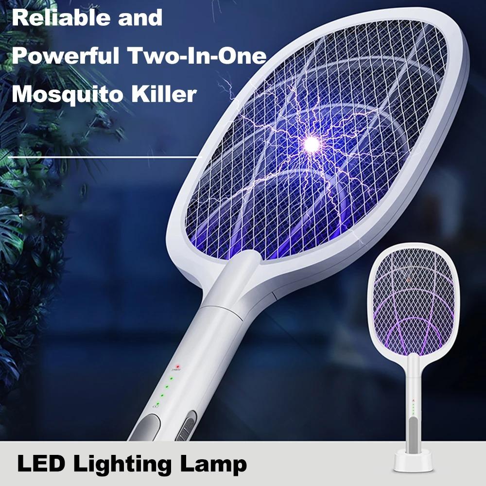 New Electric Mosquito Killer Lamp USB Rechargeable 3000V Fly Swatter Foldable 3 Layer Safety Mesh Repellent Lamp