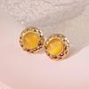 Oblate Shape Opal Earrings Vintage Style Round Earrings Elegant Flower Earrings  Wedding