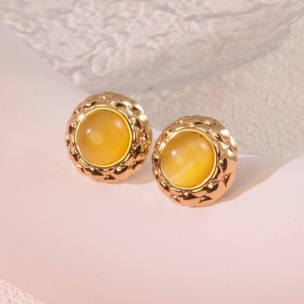 Oblate Shape Opal Earrings Vintage Style Round Earrings Elegant Flower Earrings  Wedding