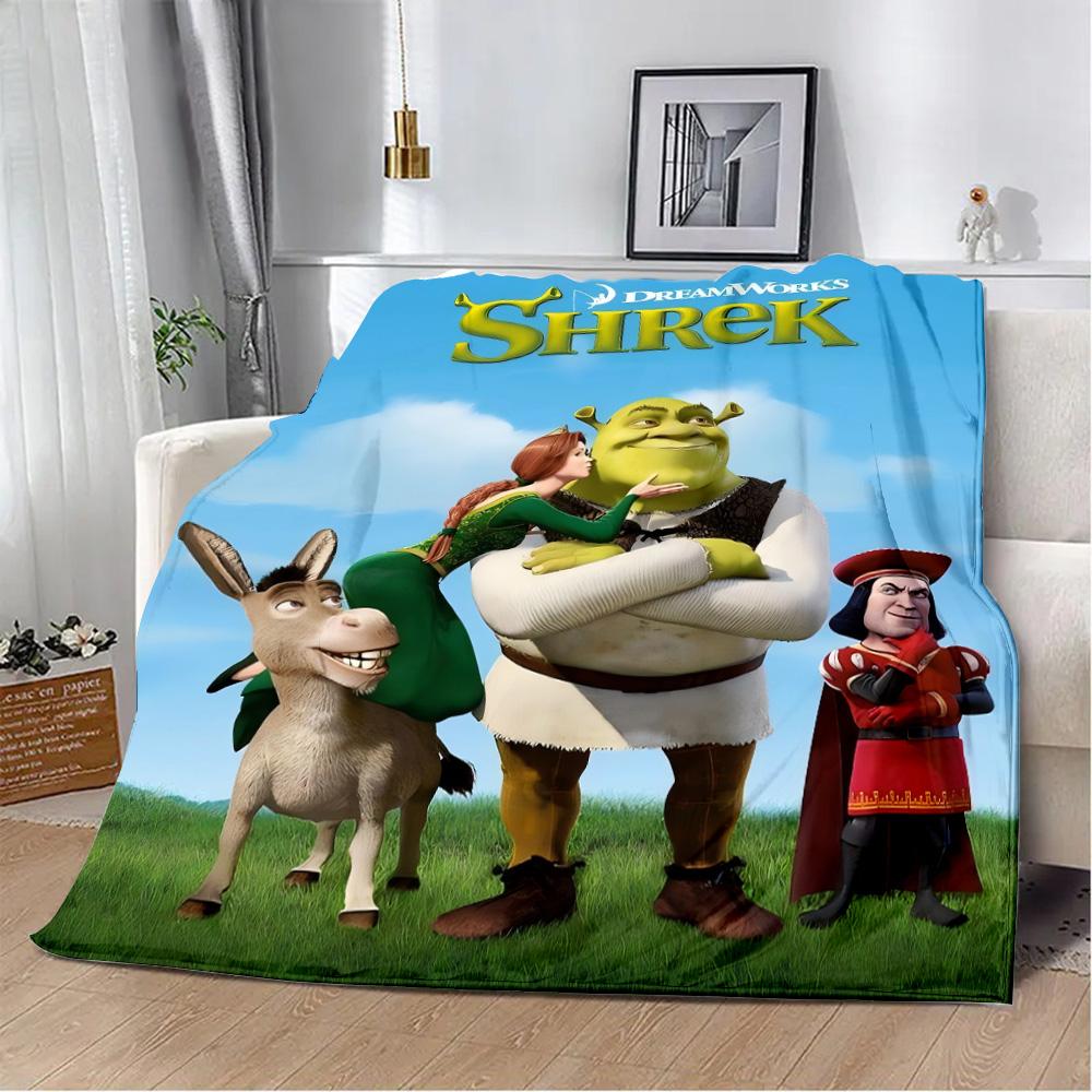 Funny Cartoon Shrek Printed Blanket Picnic Blankets Warm Blanket Soft and Comfortable Blanket Home Travel Birthday Gift