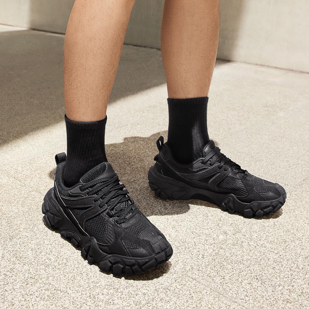 Li Ning Sand Dune Cushioning Slip Resistant Abrasion Resistant Breathable Height Increasing Low top Casual Shoes Men's AGCU379-5