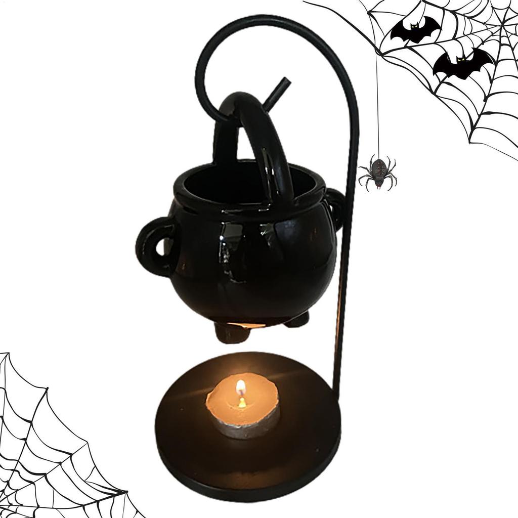 Hanging Witch Cauldron Oil Burner Witch Caldron Pot Candle Holder Smudging Incense Burning Essential Oil Diffuser for Home Decor
