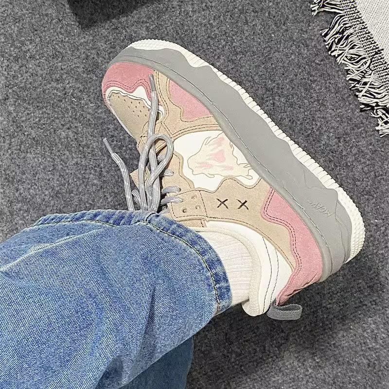 Hong Kong style retro student sports shoes women's 2025 spring new color matching thick baseplate shoes women's trend versatile white shoes