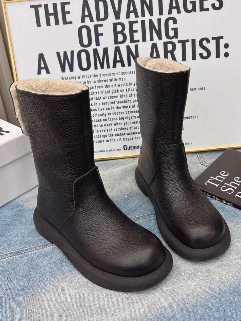 Rejia 2025 Winter Milk Tea Color Women's Martin Boots - Flat Bottom, Two-Wear, Thickened Snow Boots