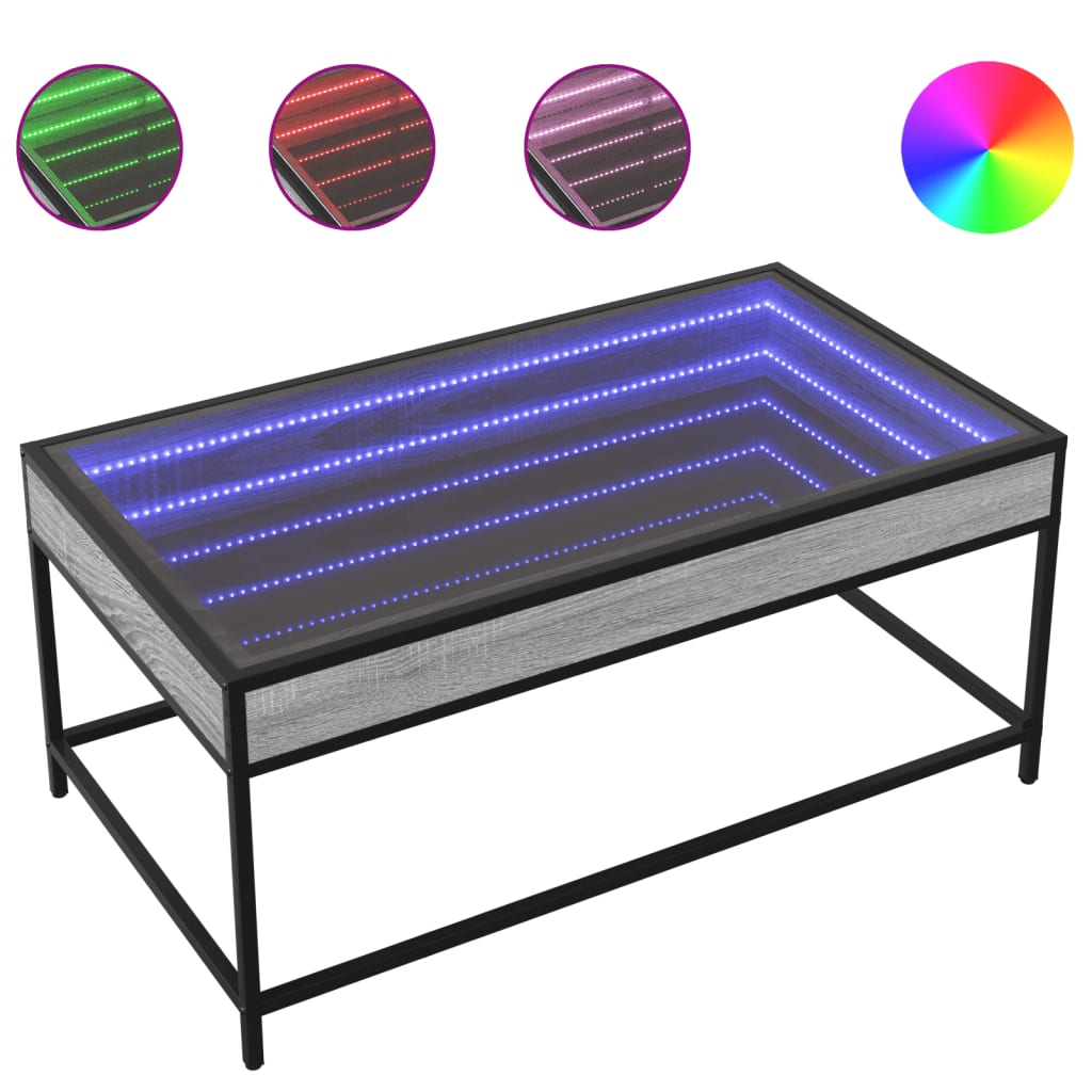 Infinity LED Coffee Table in Grey Sonoma 90 x 50 x 41 cm