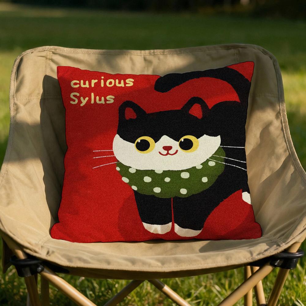 Cartoon Cat Cute Cushion Cover Soft Reversible  Durable Pillow Cover  MultiScene Use for Home  Car Daily Comfort